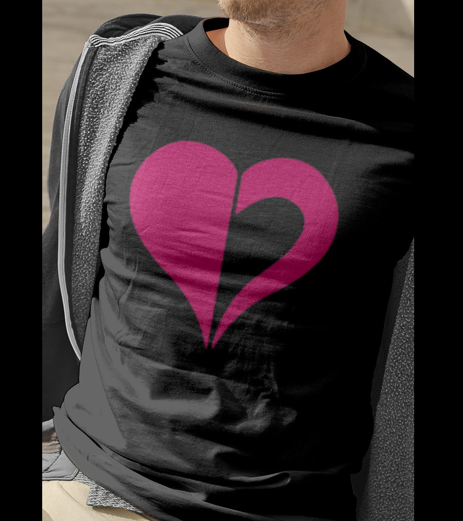 Hero Of Heart Symbol Red Half Heart Shape T-Shirt