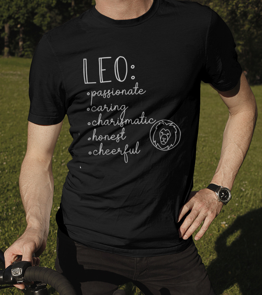 Leo Traits Passionate Caring Charismatic Honest Cheerful Zodiac Birthday V-Neck T-Shirt