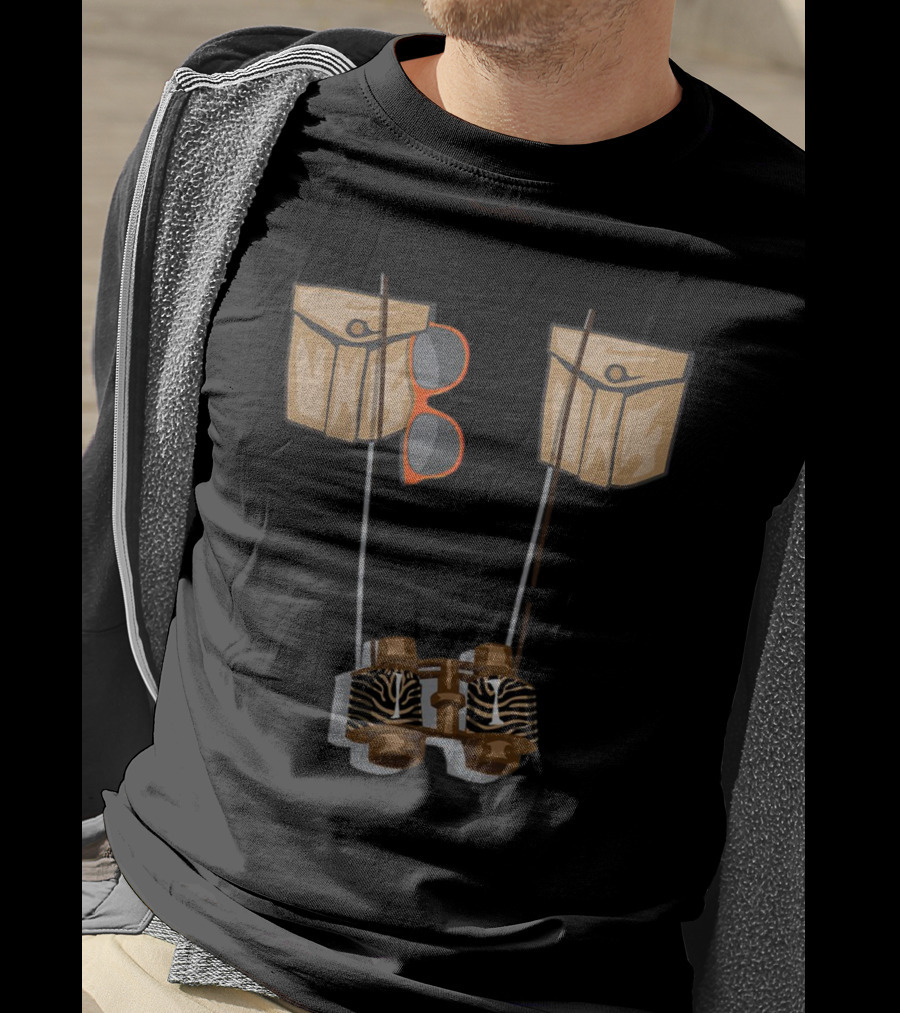 Zoo Keeper Halloween Costume DIY Jungle Safari Explorer Zebra Binoculars And Orange Sunglasses T-Shirt