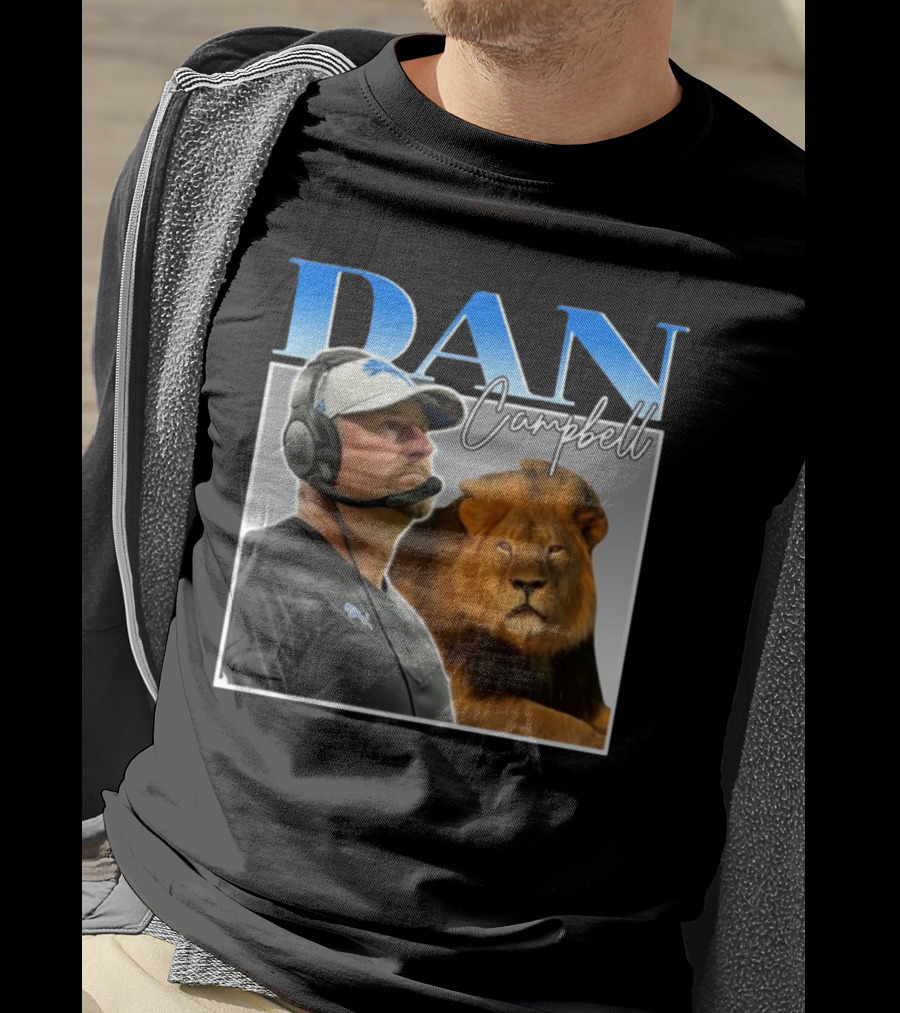 Dan Campbell Detroit Lions Coach With Lion Vintage T-Shirt