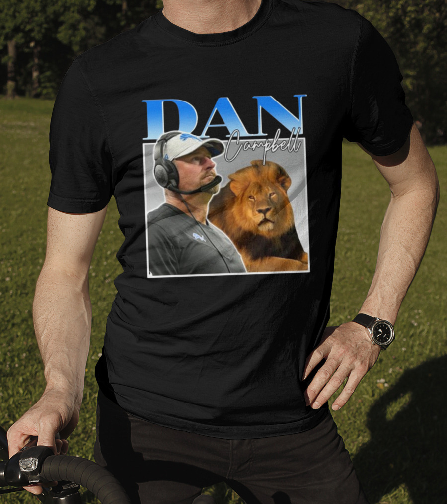 Dan Campbell Detroit Lions Coach With Lion Vintage T-Shirt