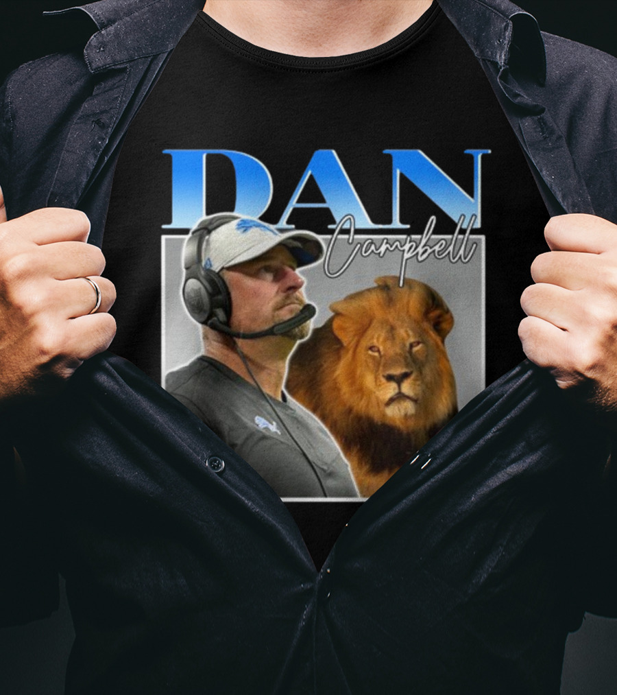 Dan Campbell Detroit Lions Coach With Lion Vintage T-Shirt