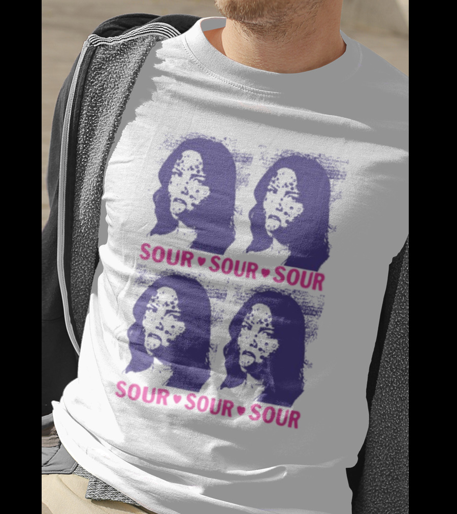 Olivia Rodrigo Sour Grid Purple Silhouette Portrait Hearts T-Shirt
