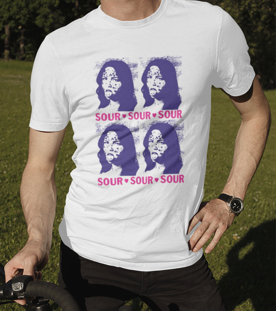 Olivia Rodrigo Sour Grid Purple Silhouette Portrait Hearts T-Shirt