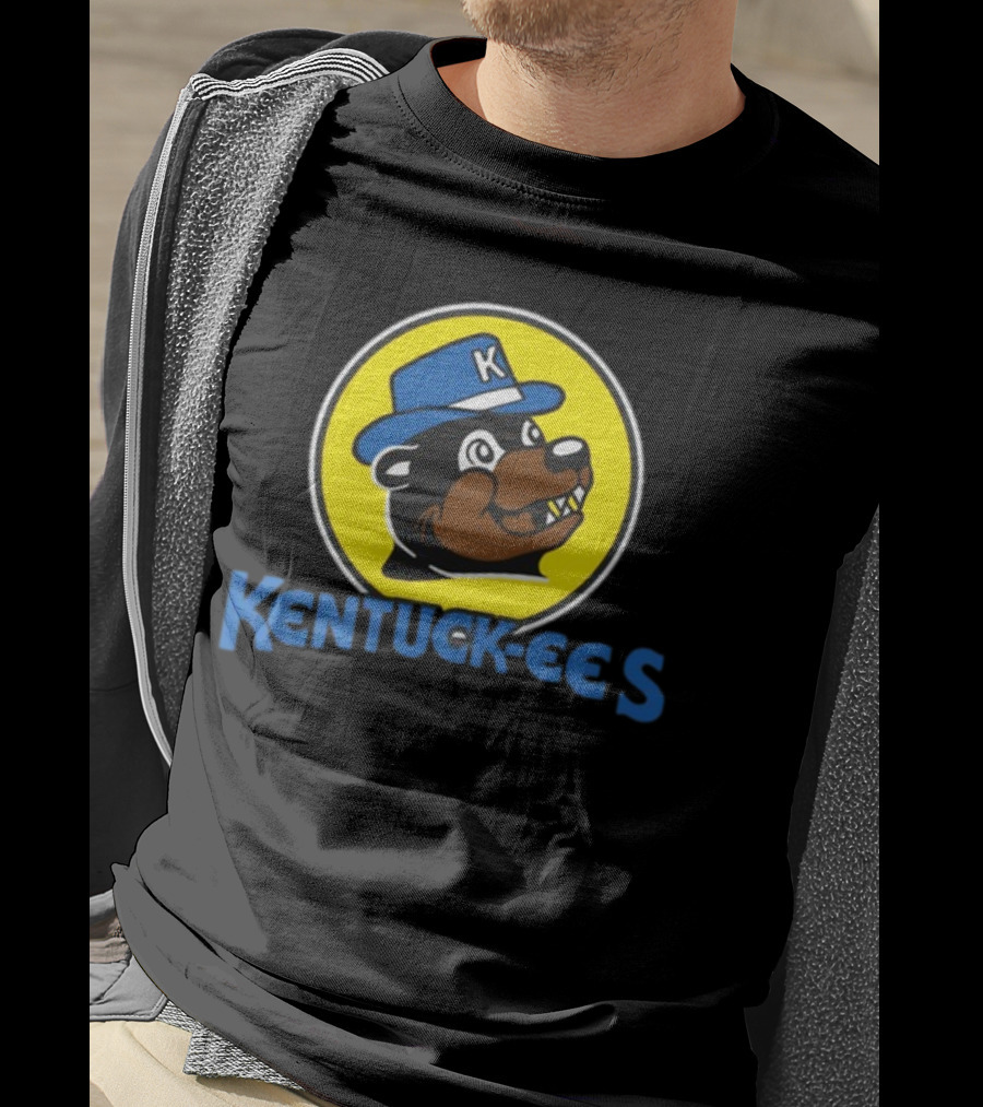 Kentuckee's Bear With Blue K Hat In Yellow Circle T-Shirt