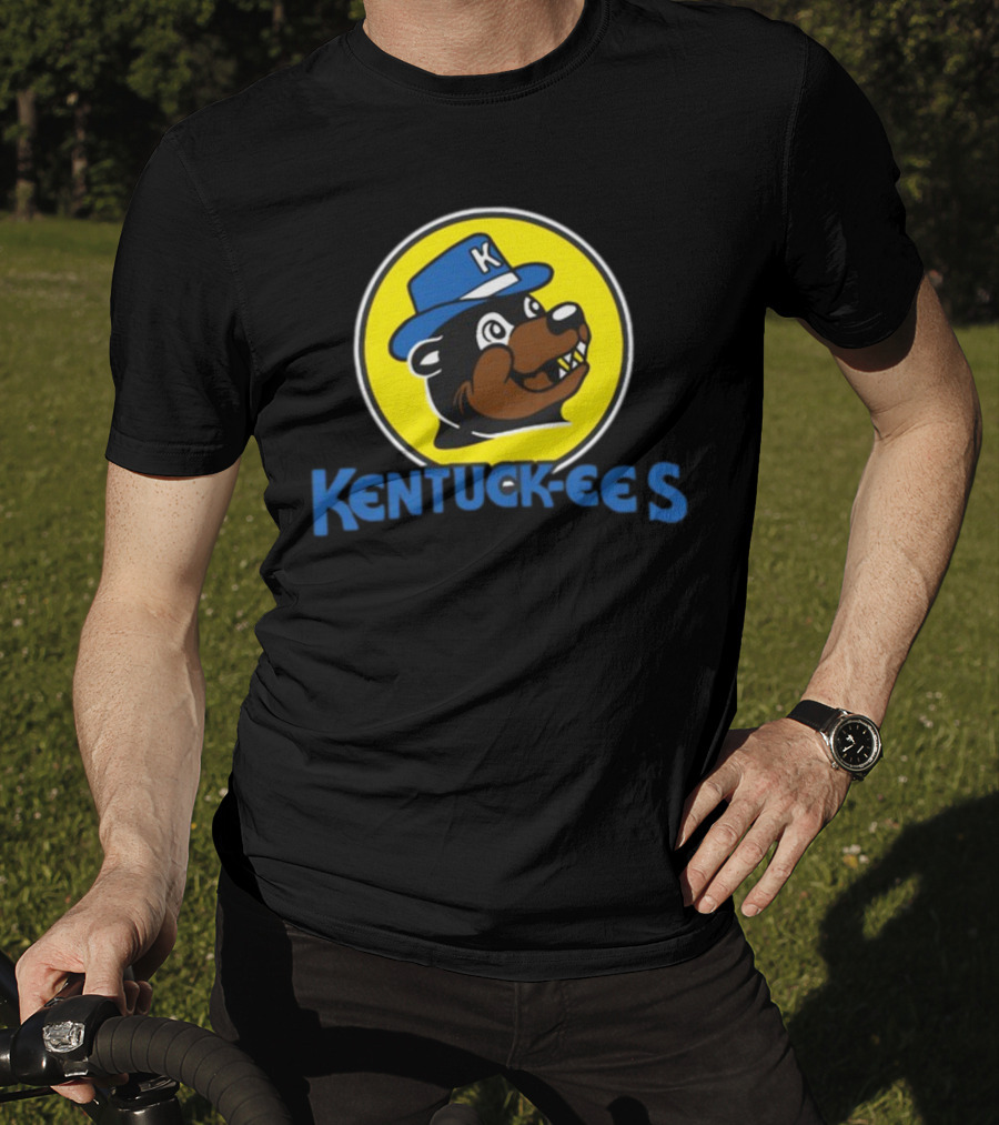 Kentuckee's Bear With Blue K Hat In Yellow Circle T-Shirt