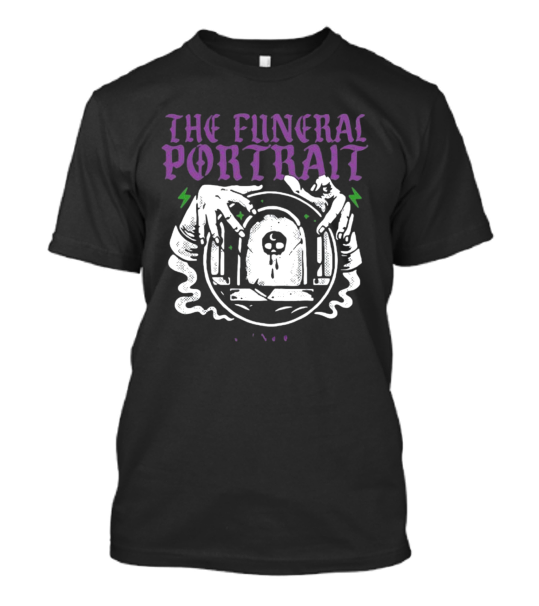 The Funeral Portrait Coffin Crew Grim Skull And Coffin Hands T-Shirt