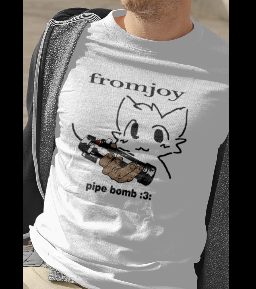 Fromjoy Pipe Bomb :3 Cat Drawing Hand Holding Bomb T-Shirt