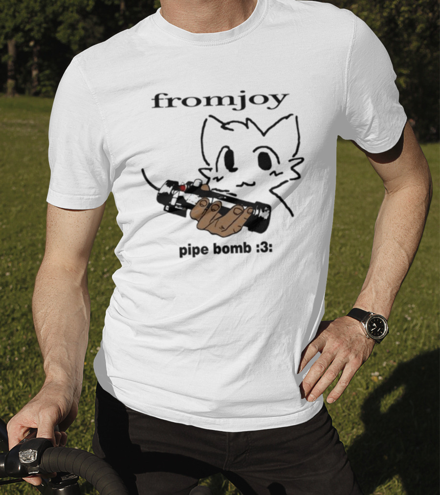 Fromjoy Pipe Bomb :3 Cat Drawing Hand Holding Bomb T-Shirt