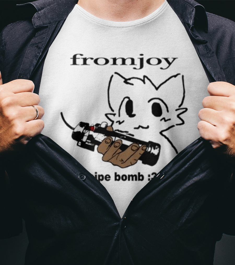 Fromjoy Pipe Bomb :3 Cat Drawing Hand Holding Bomb T-Shirt
