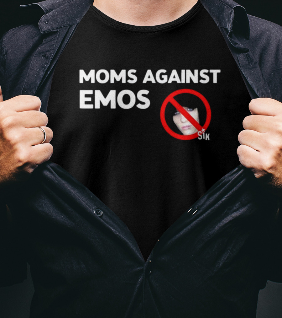 Moms Against Emos With No Emos Symbol And Sik Text T-Shirt