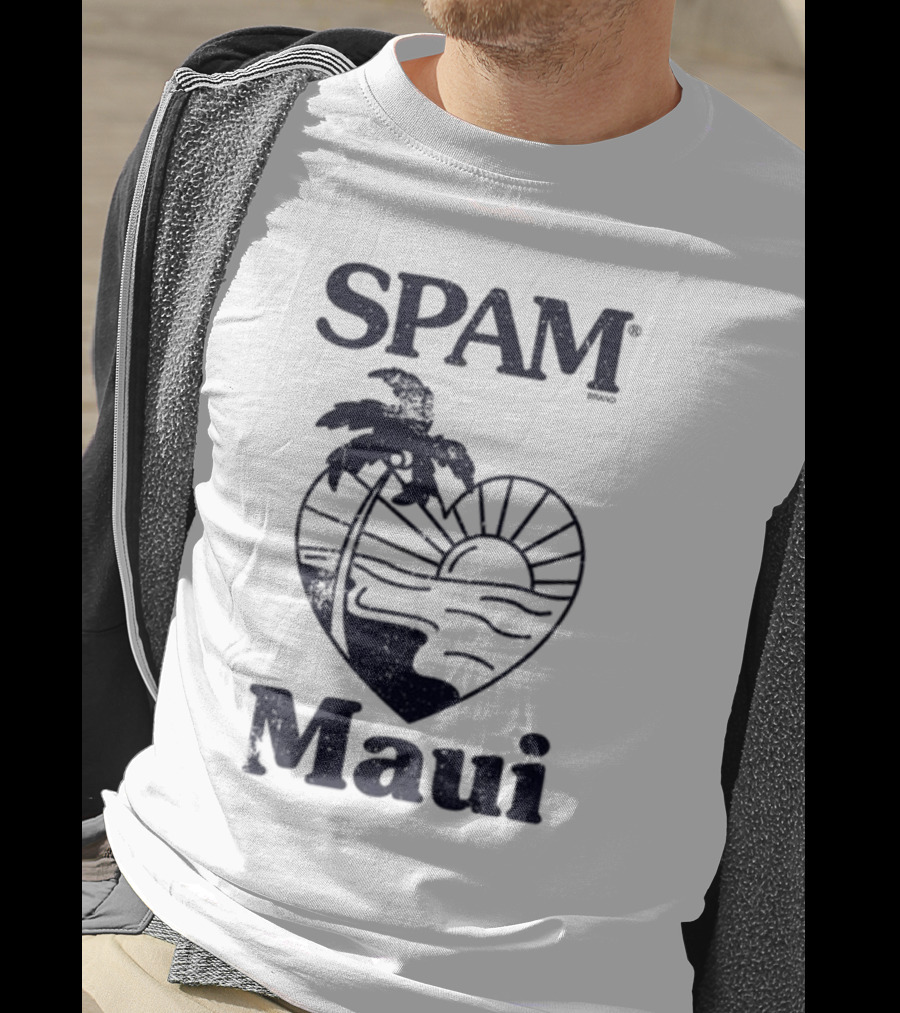 SPAM Maui Sunset Heart Palm Tree T-Shirt