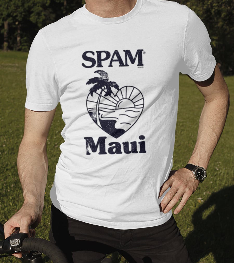 SPAM Maui Sunset Heart Palm Tree T-Shirt