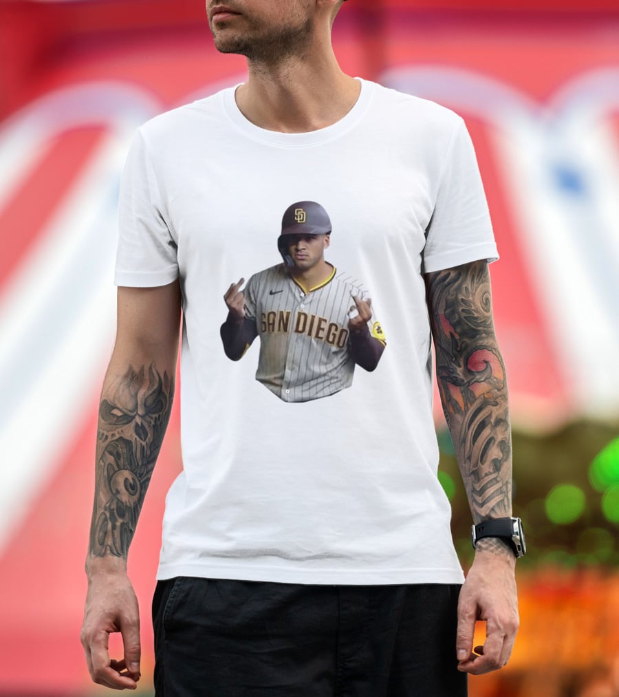 San Diego Baseball Player Gesture In Pinstripe Jersey T-Shirt