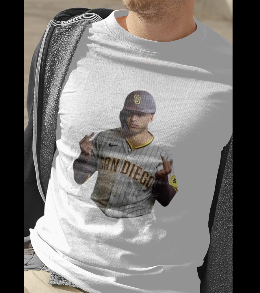 San Diego Baseball Player Gesture In Pinstripe Jersey T-Shirt