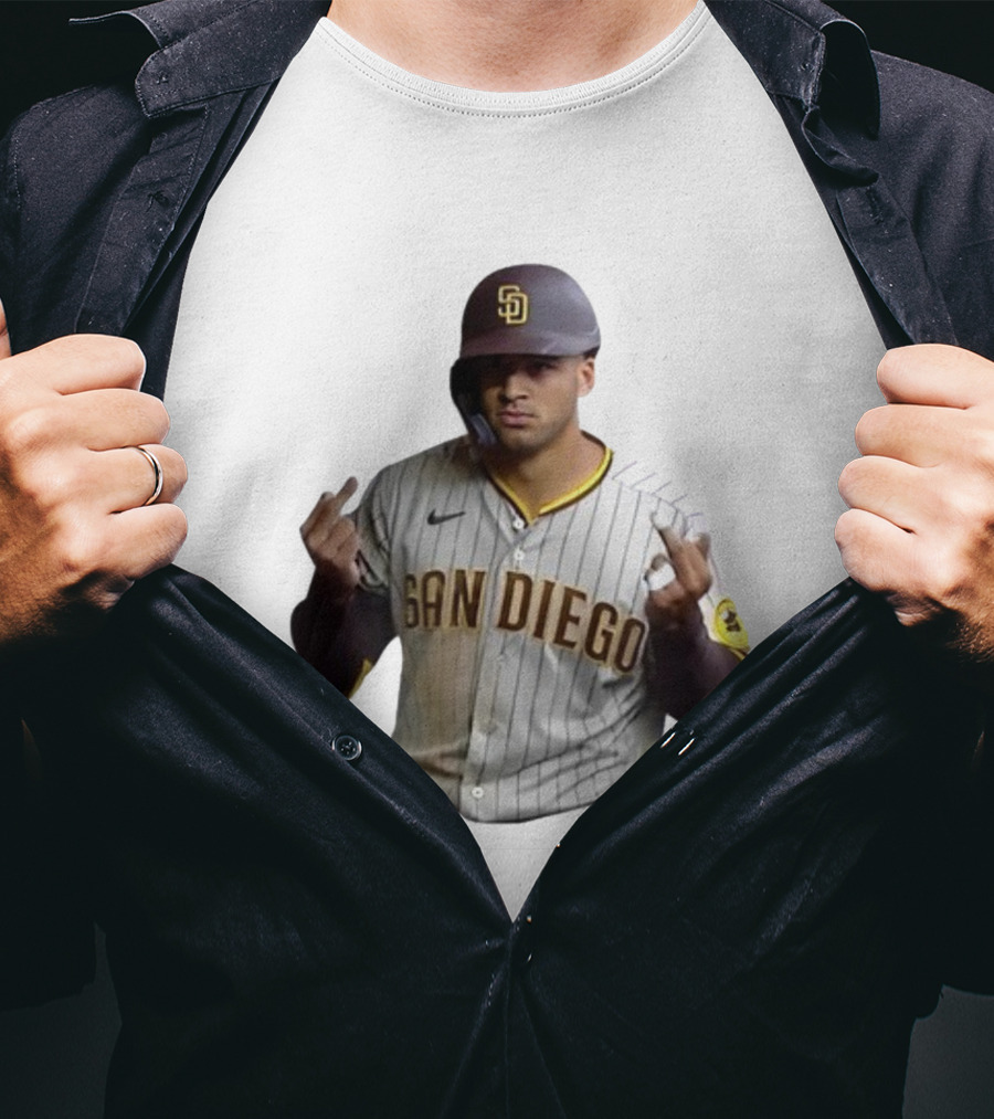 San Diego Baseball Player Gesture In Pinstripe Jersey T-Shirt