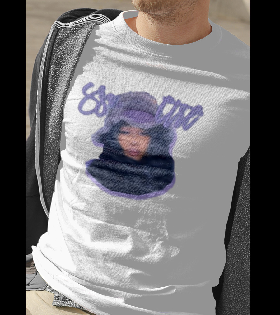 Meechy Club Sza Ctrl Portrait With Fuzzy Hood And Purple Gradient Text T-Shirt