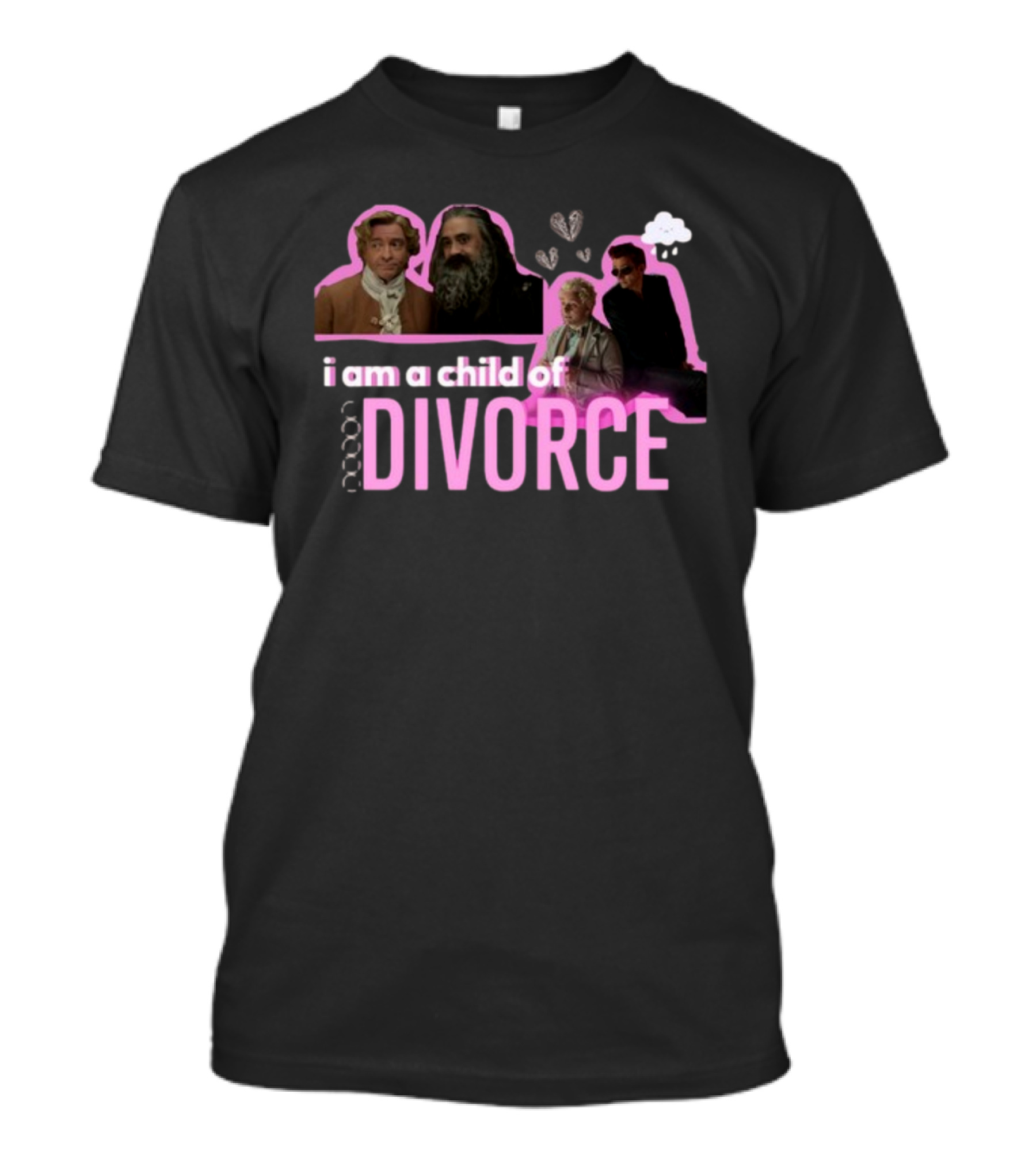 Good Omens I Am A Child Of Divorce Characters With Pink Outline T-Shirt