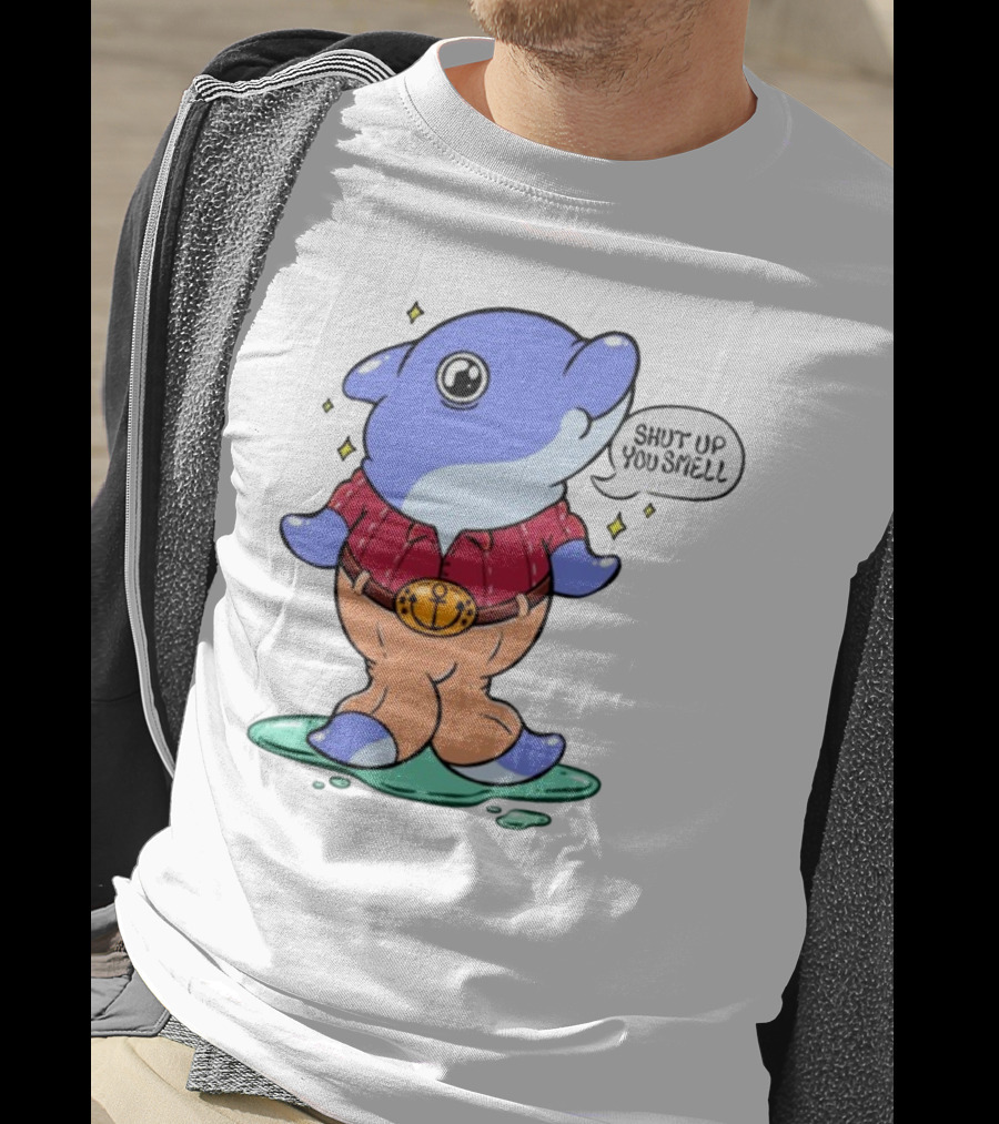 Shut Up You Smell Anchor Belt Dolphin Character T-Shirt