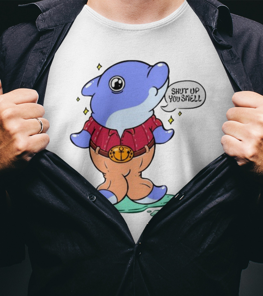Shut Up You Smell Anchor Belt Dolphin Character T-Shirt