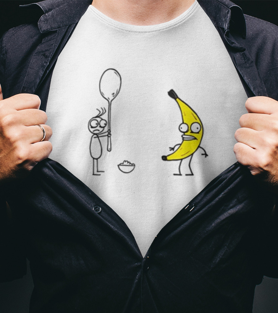 Rejected Spoon Sad Faced Banana Confrontation In Darkness T-Shirt