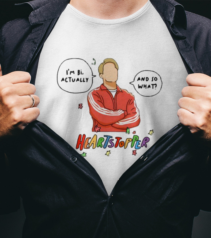 Heartstopper I'm Bi Actually And So What Nick And Charlie T-Shirt