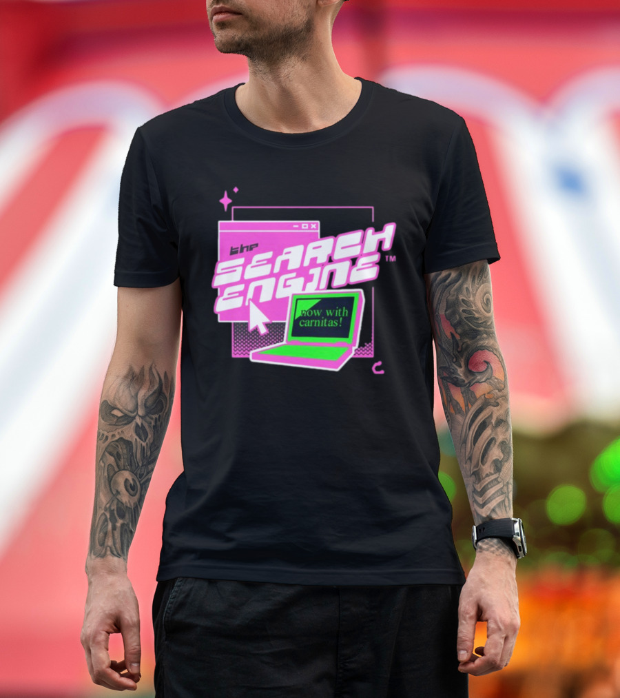 The Search Engine Now With Carnitas Neon Retro Computer Graphics T-Shirt