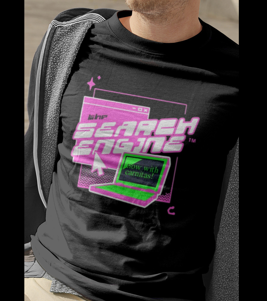 The Search Engine Now With Carnitas Neon Retro Computer Graphics T-Shirt
