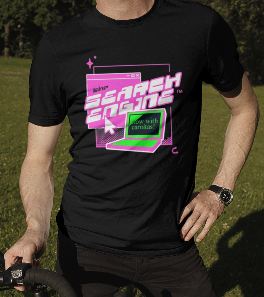 The Search Engine Now With Carnitas Neon Retro Computer Graphics T-Shirt
