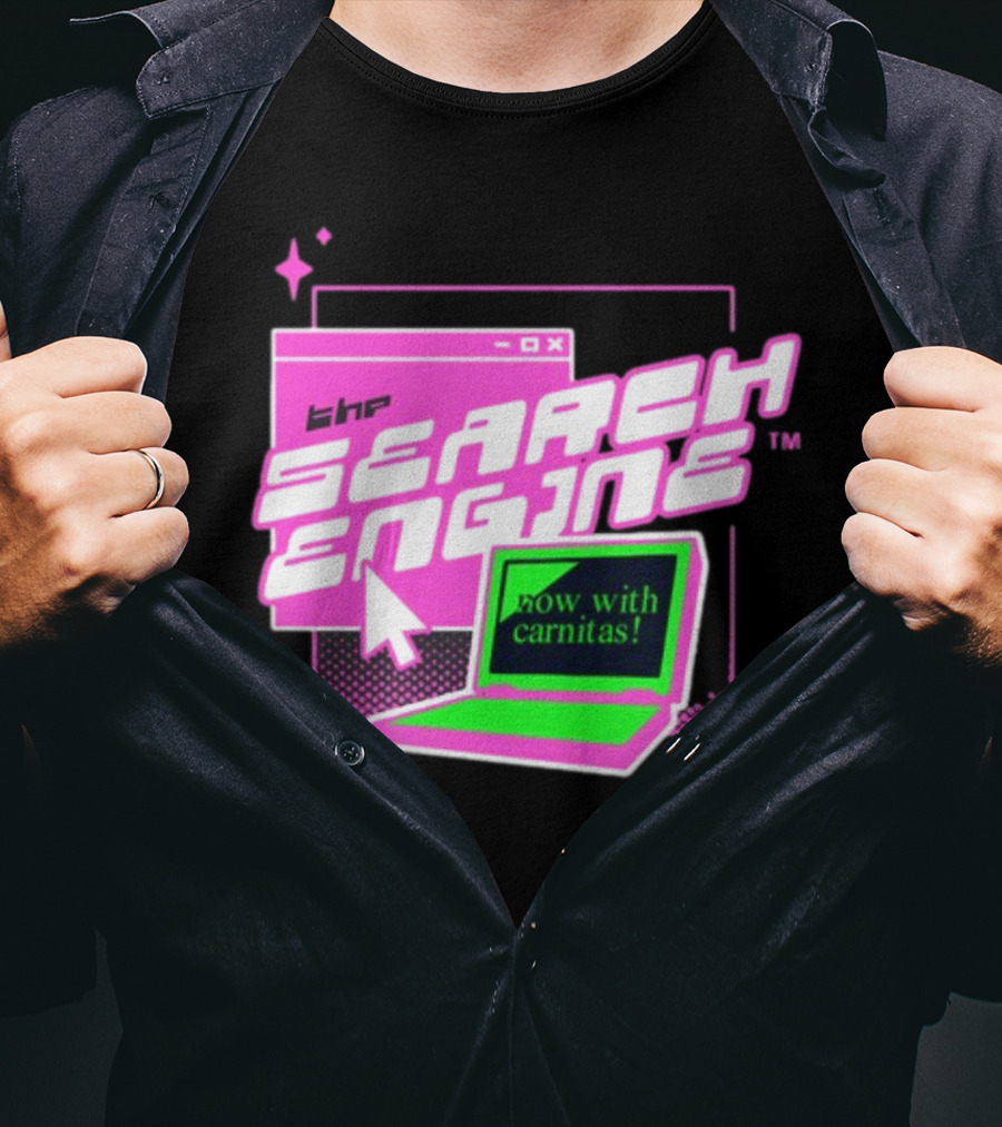 The Search Engine Now With Carnitas Neon Retro Computer Graphics T-Shirt
