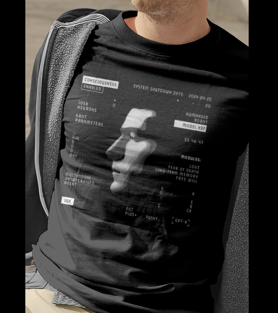 Consciousness Enabled Lex Humanoid Robot Model X37 With Multimodal Unsupervised Agent And AGI Modules T-Shirt