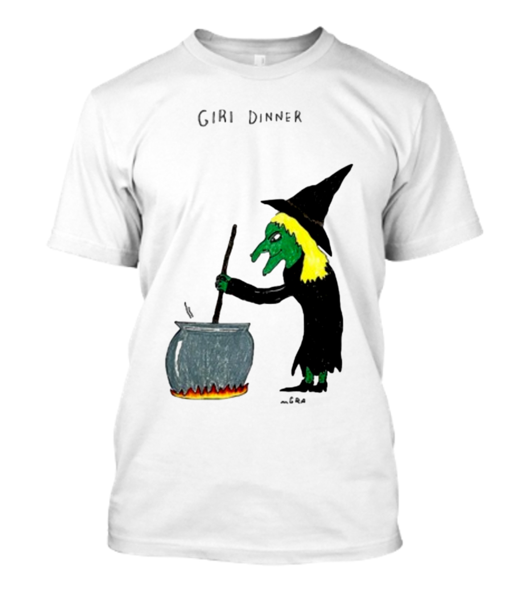 Matt Gray Girl Dinner Witch Cauldron Brewing T-Shirt