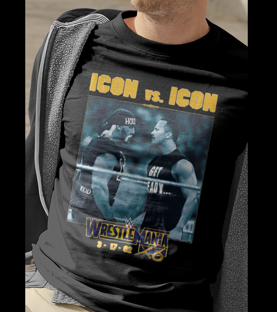 ICON Vs. ICON WrestleMania X8 The Rock Hulk Hogan 3-17-02 T-Shirt