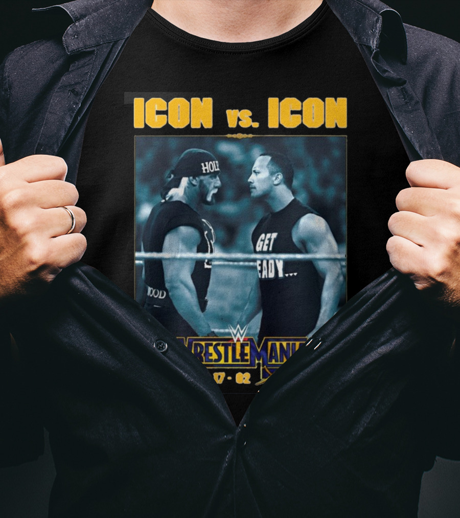 ICON Vs. ICON WrestleMania X8 The Rock Hulk Hogan 3-17-02 T-Shirt