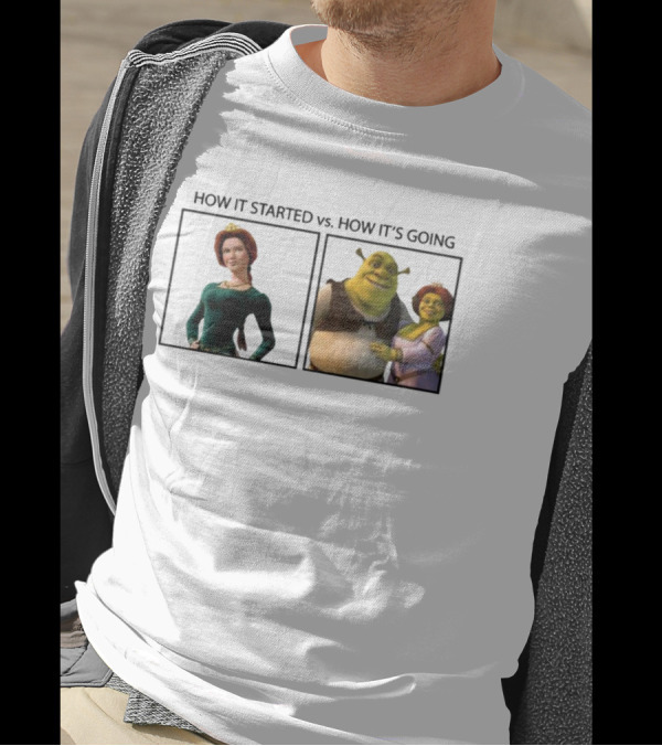 Shrek And Fiona How It Started Vs. How It's Going T-Shirt