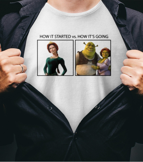 Shrek And Fiona How It Started Vs. How It's Going T-Shirt