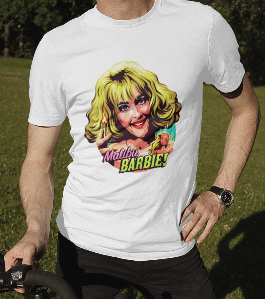 Malibu Barbie Debbie Jellinsky Doll Art With Flaming Lighter T-Shirt