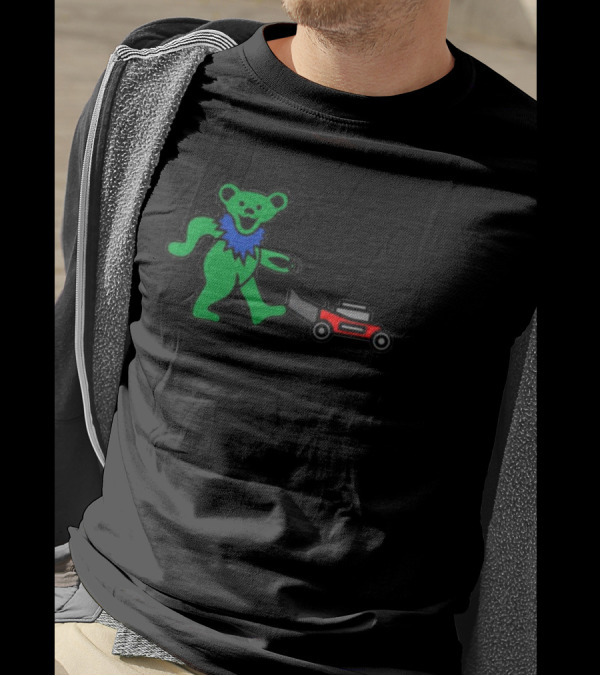Middleclassfancy Mowing Bear Grateful Dead Dancing Bear Icon With Mower T-Shirt