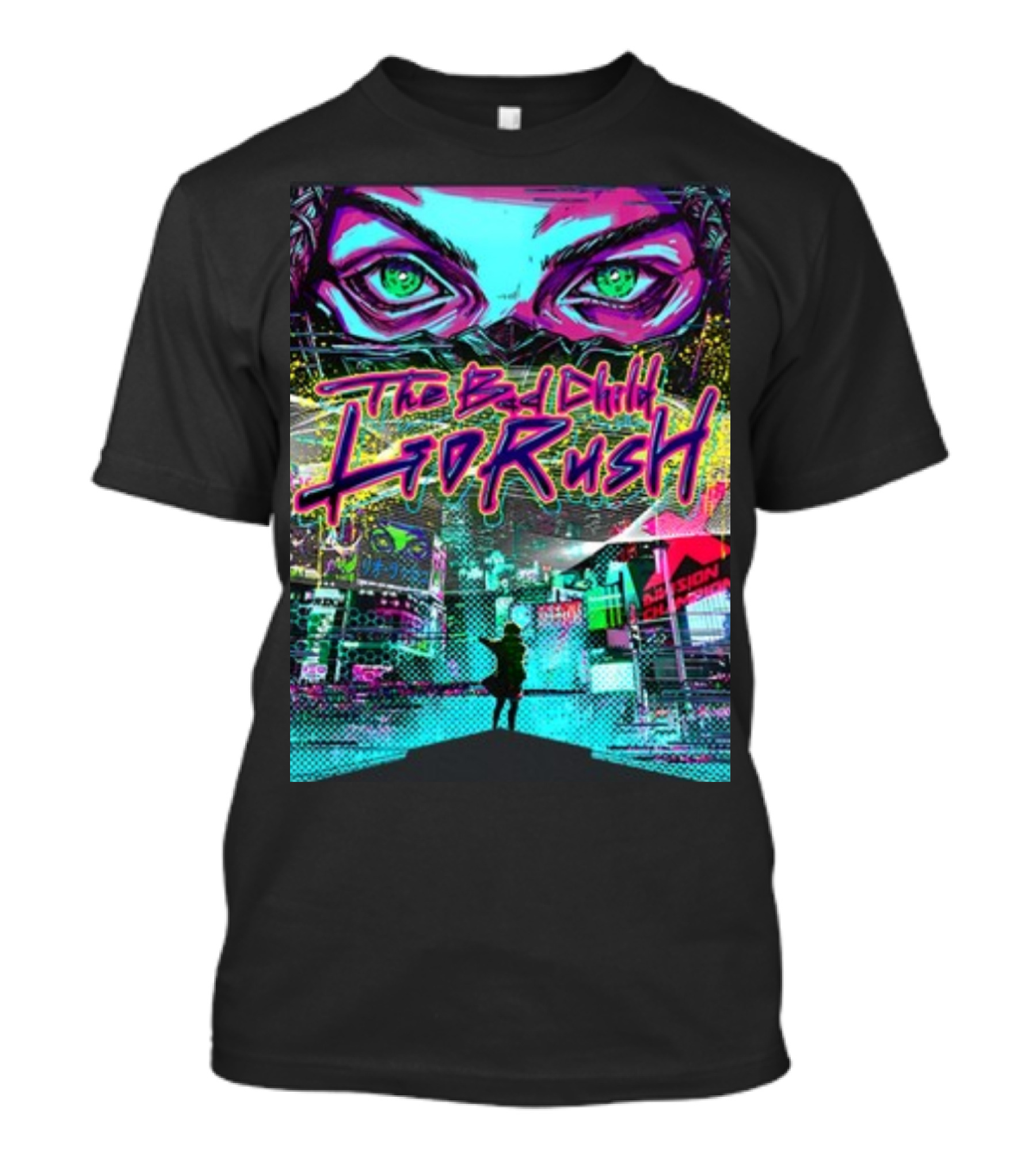 The Bad Child Lio Rush Cyber Punk Tokyo Neon Streetscape T-Shirt
