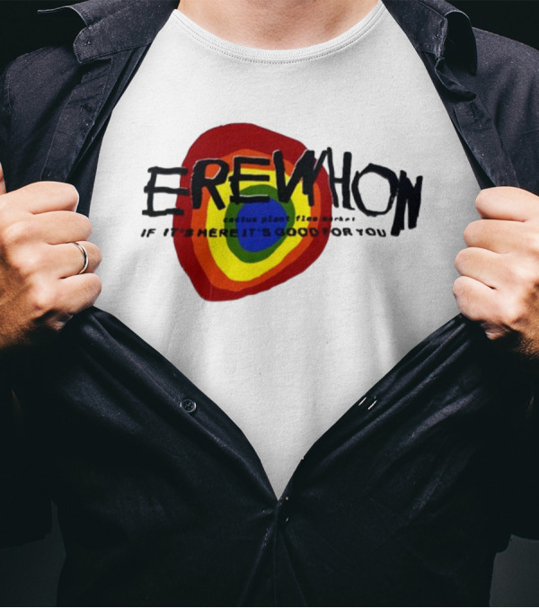 Erewhon Cactus Plant Flea Market If It's Here It's Good For You Rainbow Circle T-Shirt