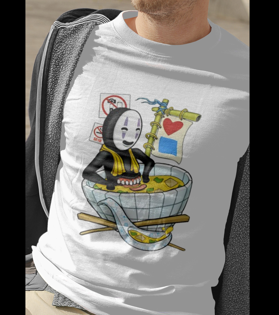 Bluetile Miso Bath Spirit Face Heart Bamboo Nobori T-Shirt