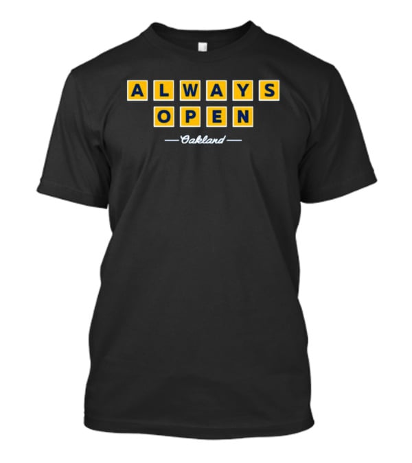 Always Open Oakland Scrabble Inspired Block Letters T-Shirt