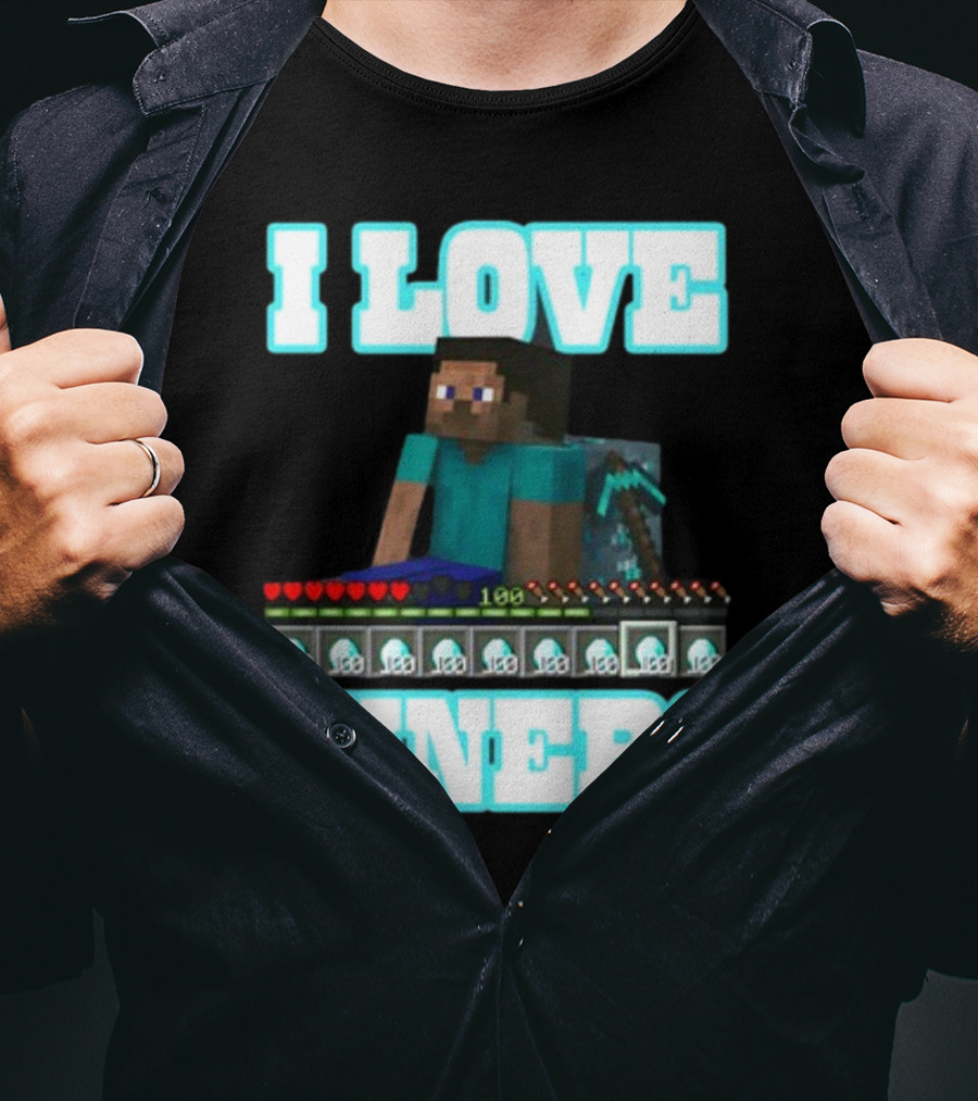 I Love Miners Pixel Block Adventure By Hahafunnyclothing T-Shirt
