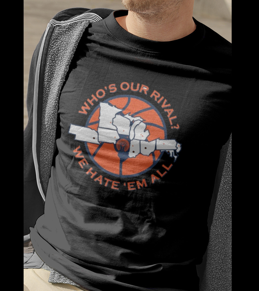 Illinois Basketball Who's Our Rival We Hate 'Em All Map T-Shirt