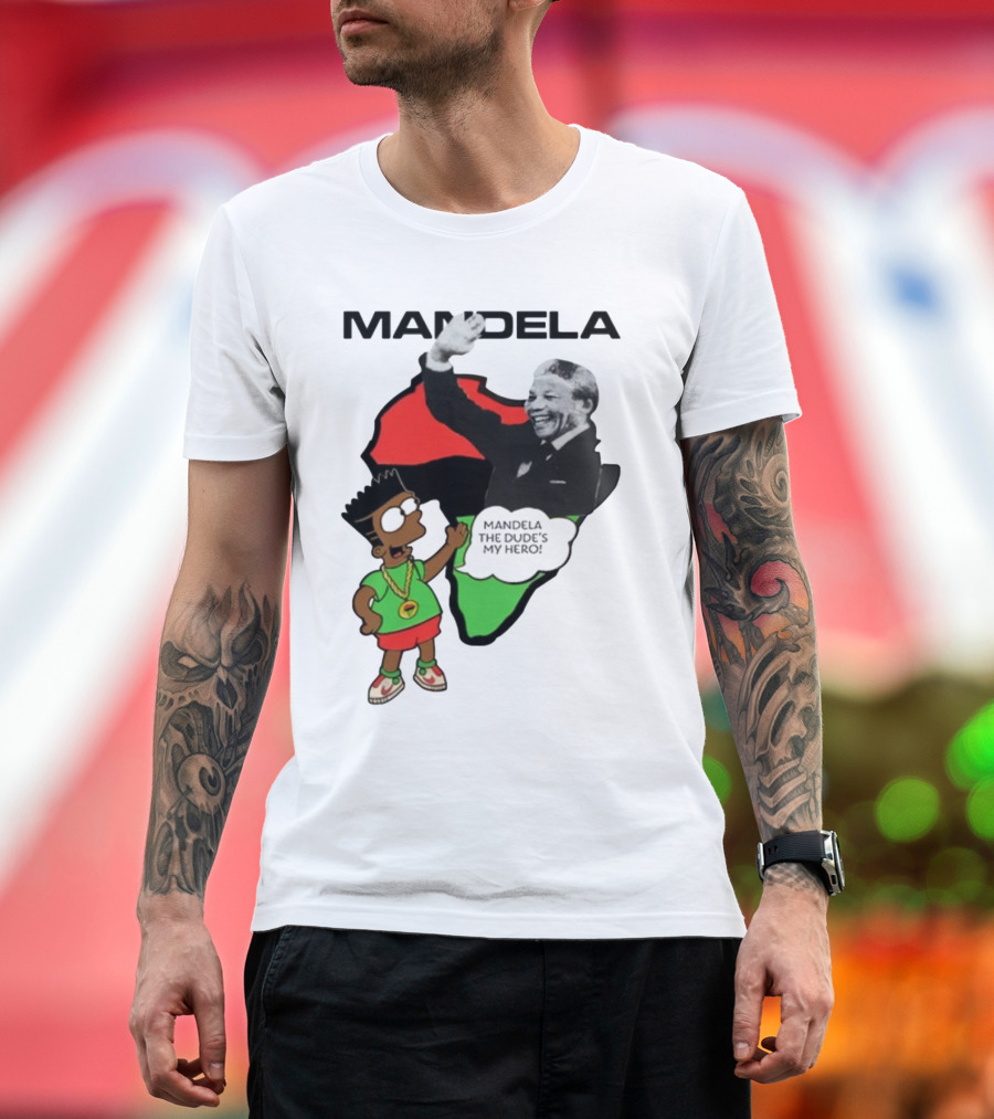 Mandela The Dude's My Hero Africa Cartoon Character T-Shirt