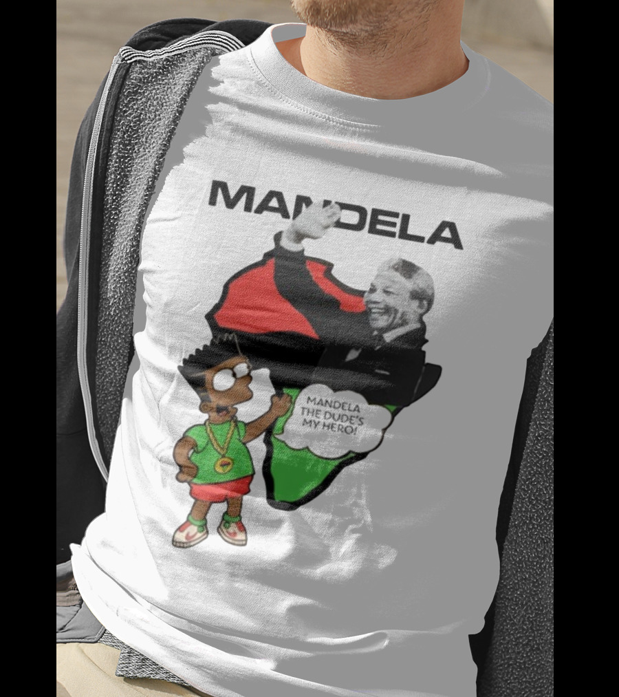 Mandela The Dude's My Hero Africa Cartoon Character T-Shirt