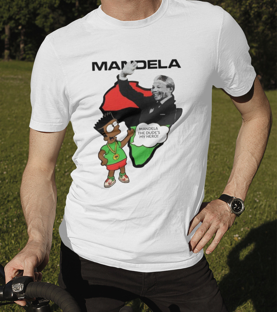 Mandela The Dude's My Hero Africa Cartoon Character T-Shirt