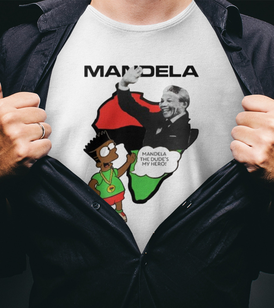 Mandela The Dude's My Hero Africa Cartoon Character T-Shirt