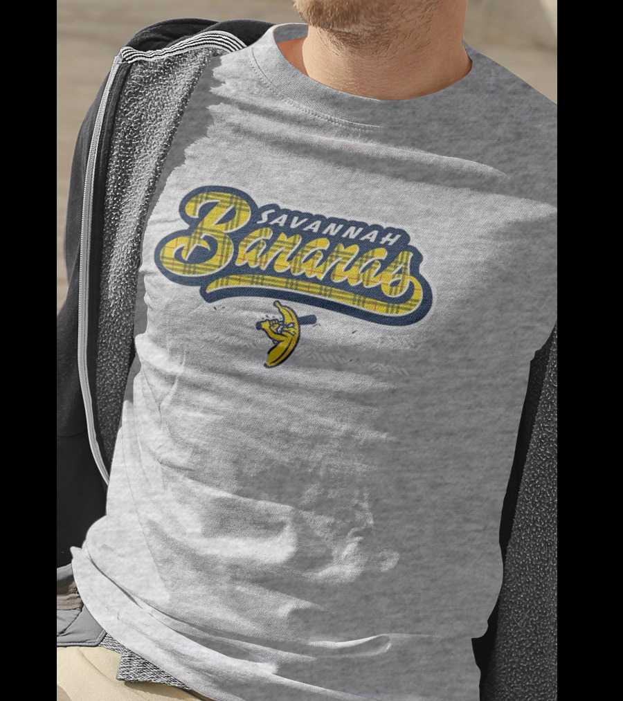 Savannah Bananas Yellow Plaid Baseball Logo Fun T-Shirt