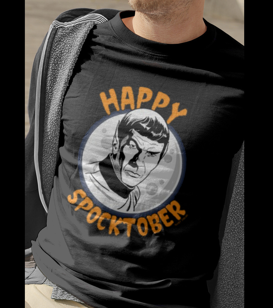 HAPPY SPOCKTOBER Moon Art Spock Vintage Style Retro Sci-Fi Character T-Shirt